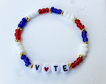 Vote Bracelet | Vote Beaded Bracelet | Vote 2025 Bracelet | Vote Accessories | Election Accessories | Election Bracelet