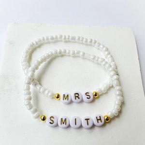 Mrs Bracelet Set | Wedding Bracelets | Bride Bracelet | Bachelorette Party Bracelet | Friendship Bracelet | Bridal Bracelet | Wife Bracelet