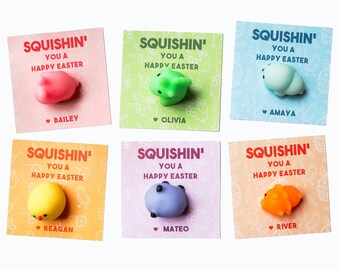 Squishy Happy Easter Party Favor For Classroom, Fidget Toy For Kids, Non Candy Easter, Teacher Gift, Basket Filler, Custom Name School Favor