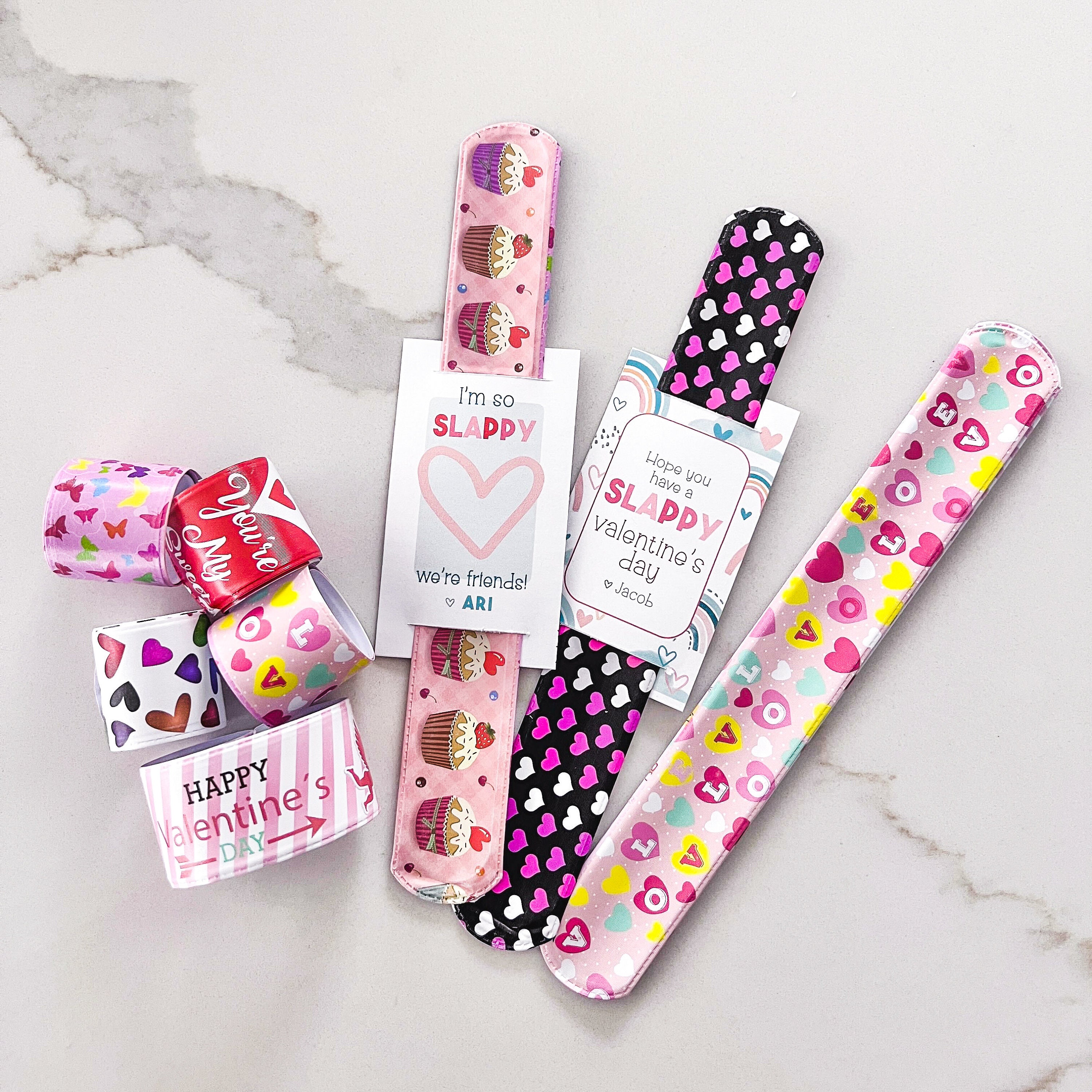 Valentines Day Personalized Slap Bracelet Classroom Gift | Slappy Valentine&#39;s Day Gift For Kids | Non Food Party Favor | Candy Free Kid Toys