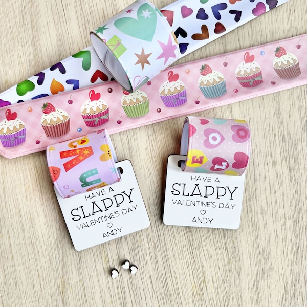 Set of Slap Bracelet Valentines Day Gift For Classroom | Slappy Valentine's Day Gift For Kids | Non Food Party Favor | Candy Free Kid Toys