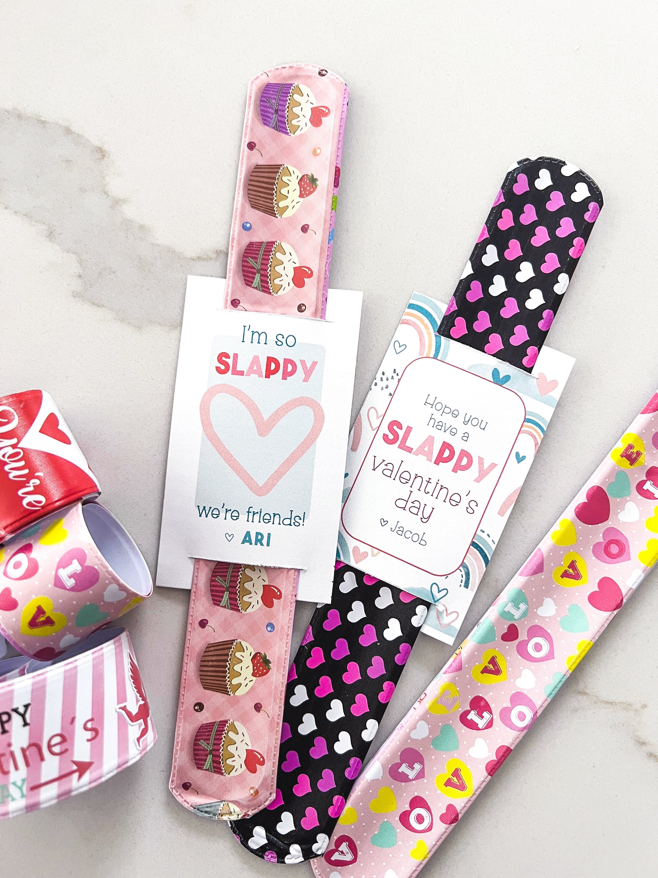 Valentines Day Personalized Slap Bracelet Classroom Gift | Slappy Valentine&#39;s Day Gift For Kids | Non Food Party Favor | Candy Free Kid Toys