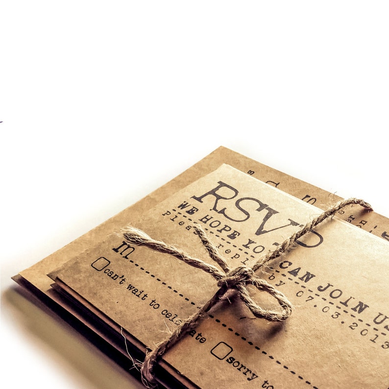 Typewriter Wedding Invitation Set Kraft Paper Vintage Etsy
