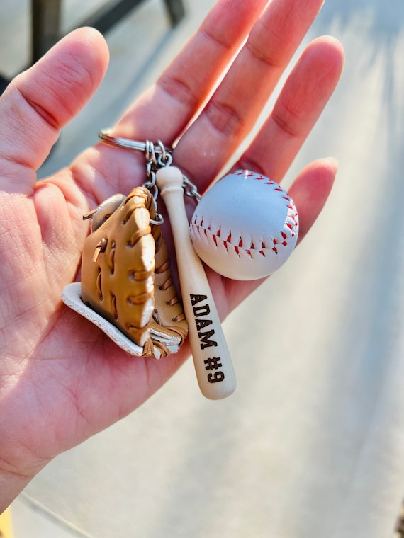 Baseball Key Chain | Mini Baseball Set Bag Tag | Custom for Baseball Game | Gift for Baseball Team | Gift for Athlete | Backpack Keychain