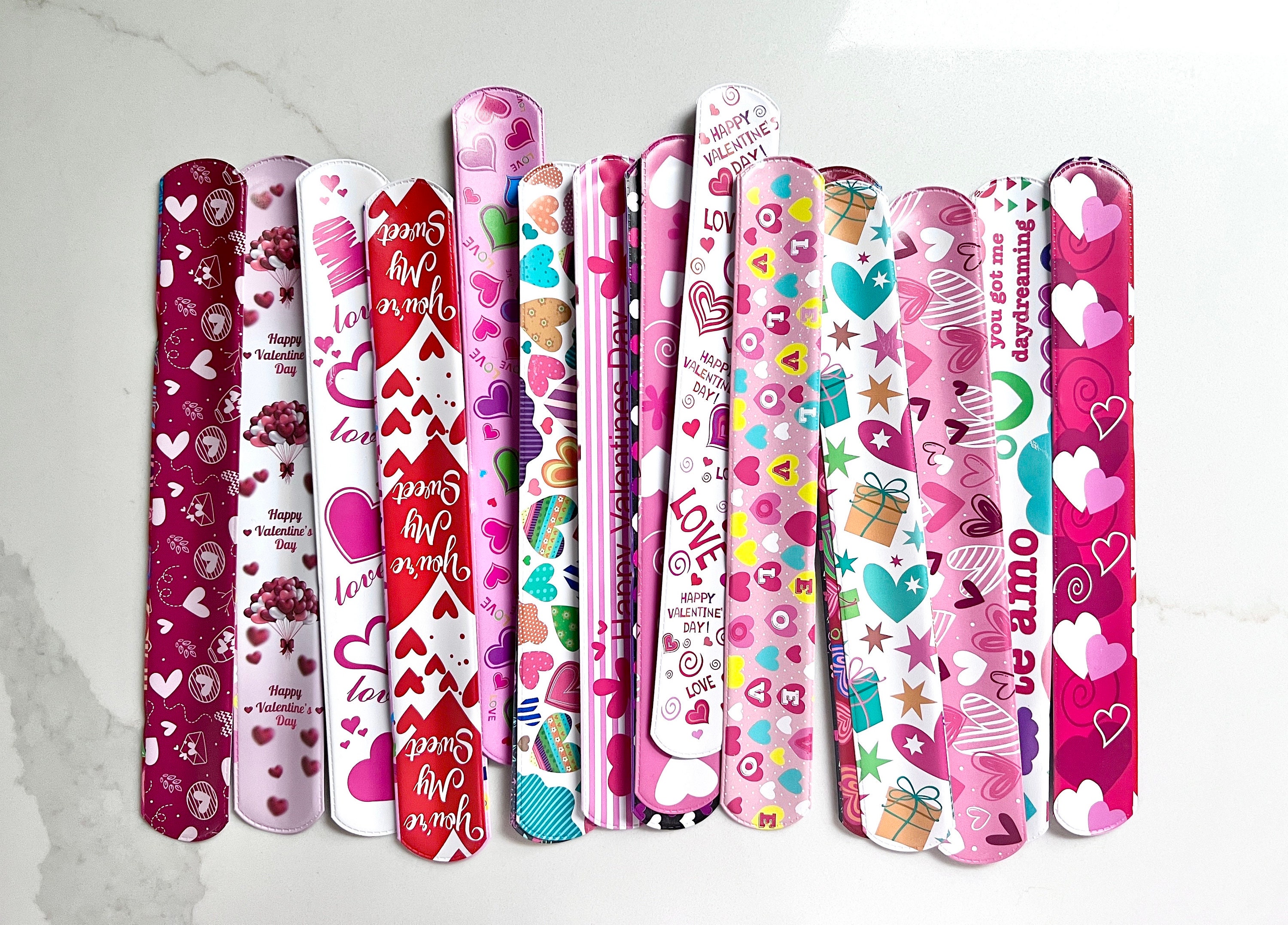 Valentines Day Personalized Slap Bracelet Classroom Gift | Slappy Valentine&#39;s Day Gift For Kids | Non Food Party Favor | Candy Free Kid Toys