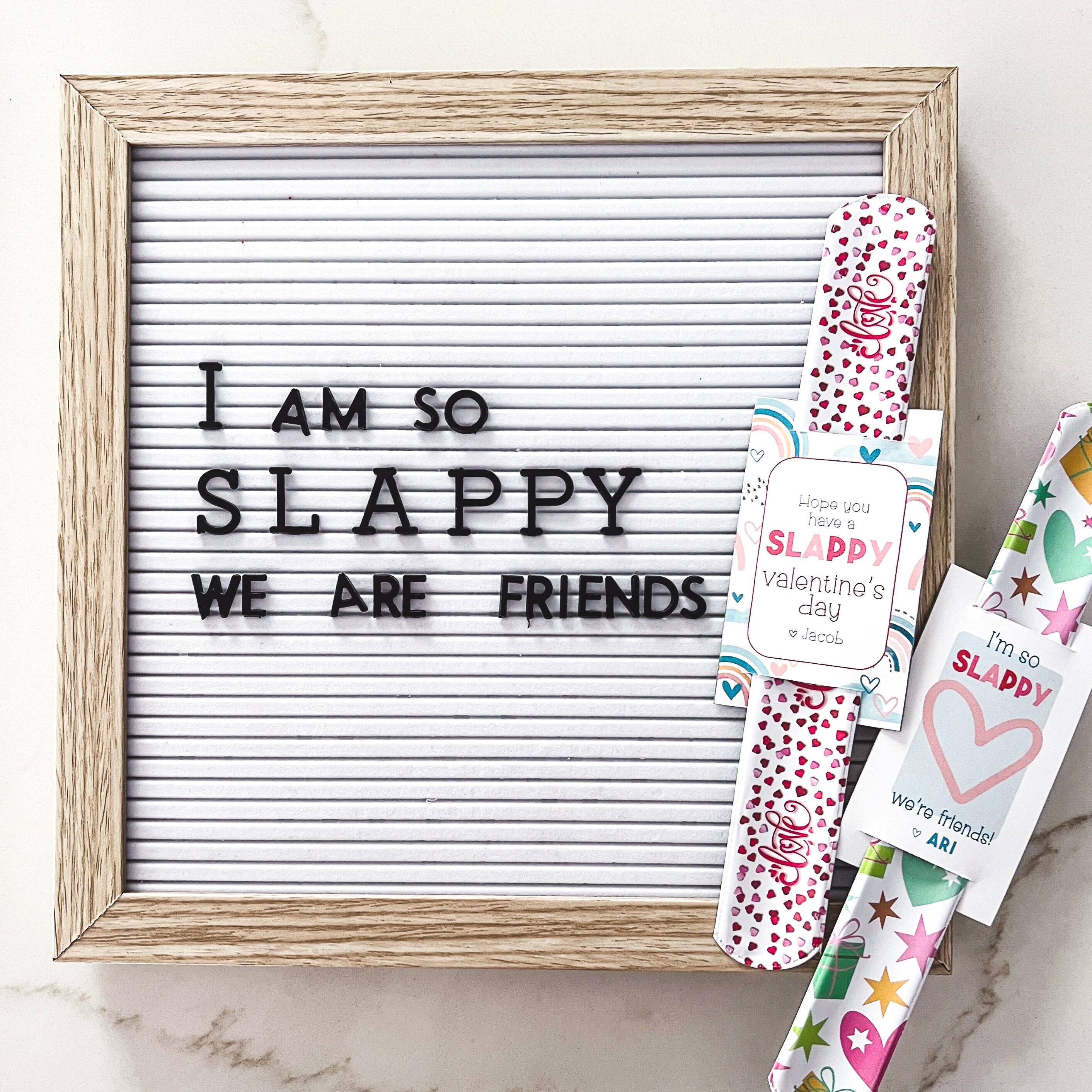 Valentines Day Personalized Slap Bracelet Classroom Gift | Slappy Valentine&#39;s Day Gift For Kids | Non Food Party Favor | Candy Free Kid Toys