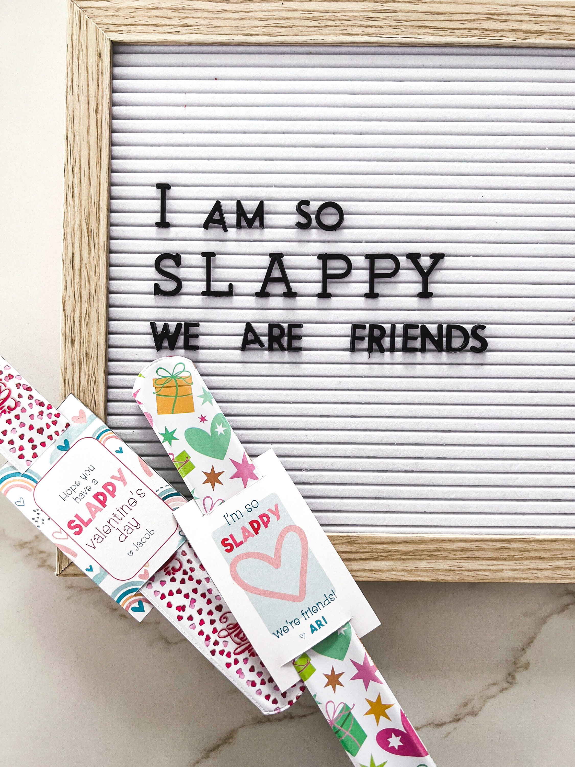 Valentines Day Personalized Slap Bracelet Classroom Gift | Slappy Valentine&#39;s Day Gift For Kids | Non Food Party Favor | Candy Free Kid Toys