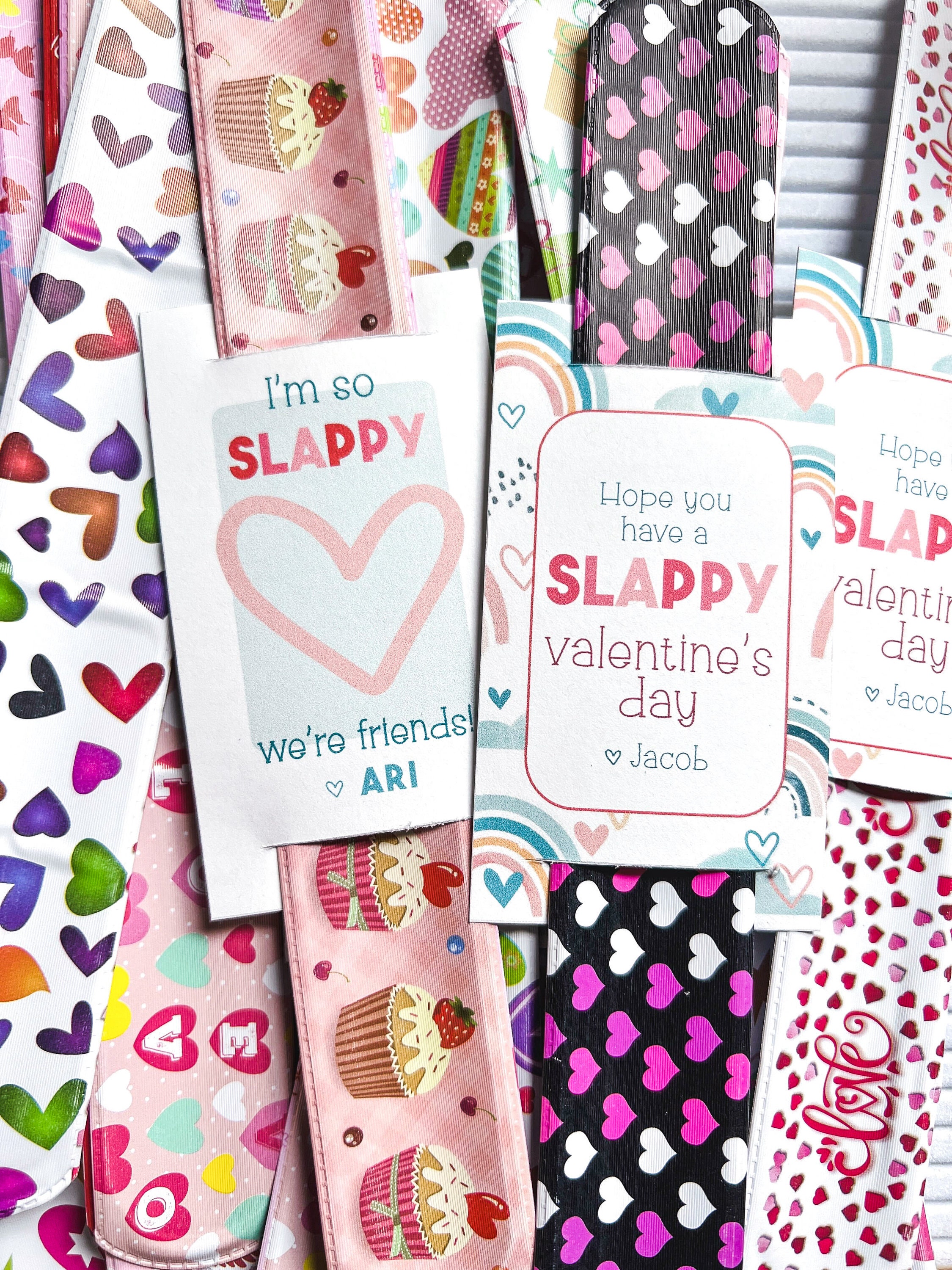Valentines Day Personalized Slap Bracelet Classroom Gift | Slappy Valentine&#39;s Day Gift For Kids | Non Food Party Favor | Candy Free Kid Toys
