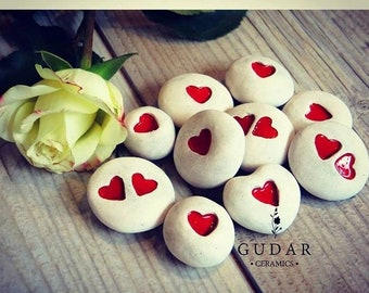 Ceramic Stones Handmade Unique Love Heart Personal words Message stones Ceramic custom stones