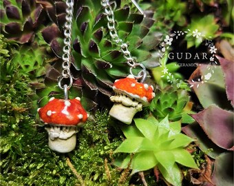 Unique Handmade Ceramic Mushroom Earrings Unique, OOAK, Adorable Gift, II.
