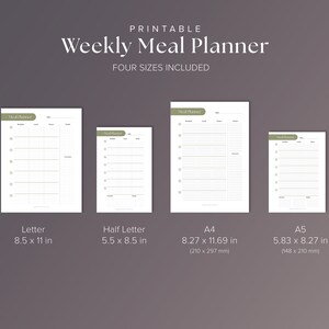 Four Weekly Menu Printable Weekly Meal Plan With Snack and Grocery List/ Daily Menu ...