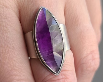 US9 Amethyst ring. Faceted Amethyst Ring. Chromafusion Jewelry.