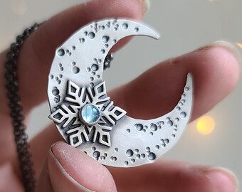 Snow Moon. Swiss Blue Topaz. Snowflake. Chromafusion Jewelry. The Snow Moon Collection.