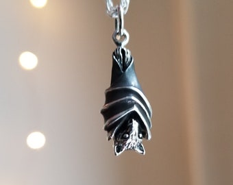 Bat Necklace. Solid sterling silver. Bat jewelry. Chromafusion jewelry.