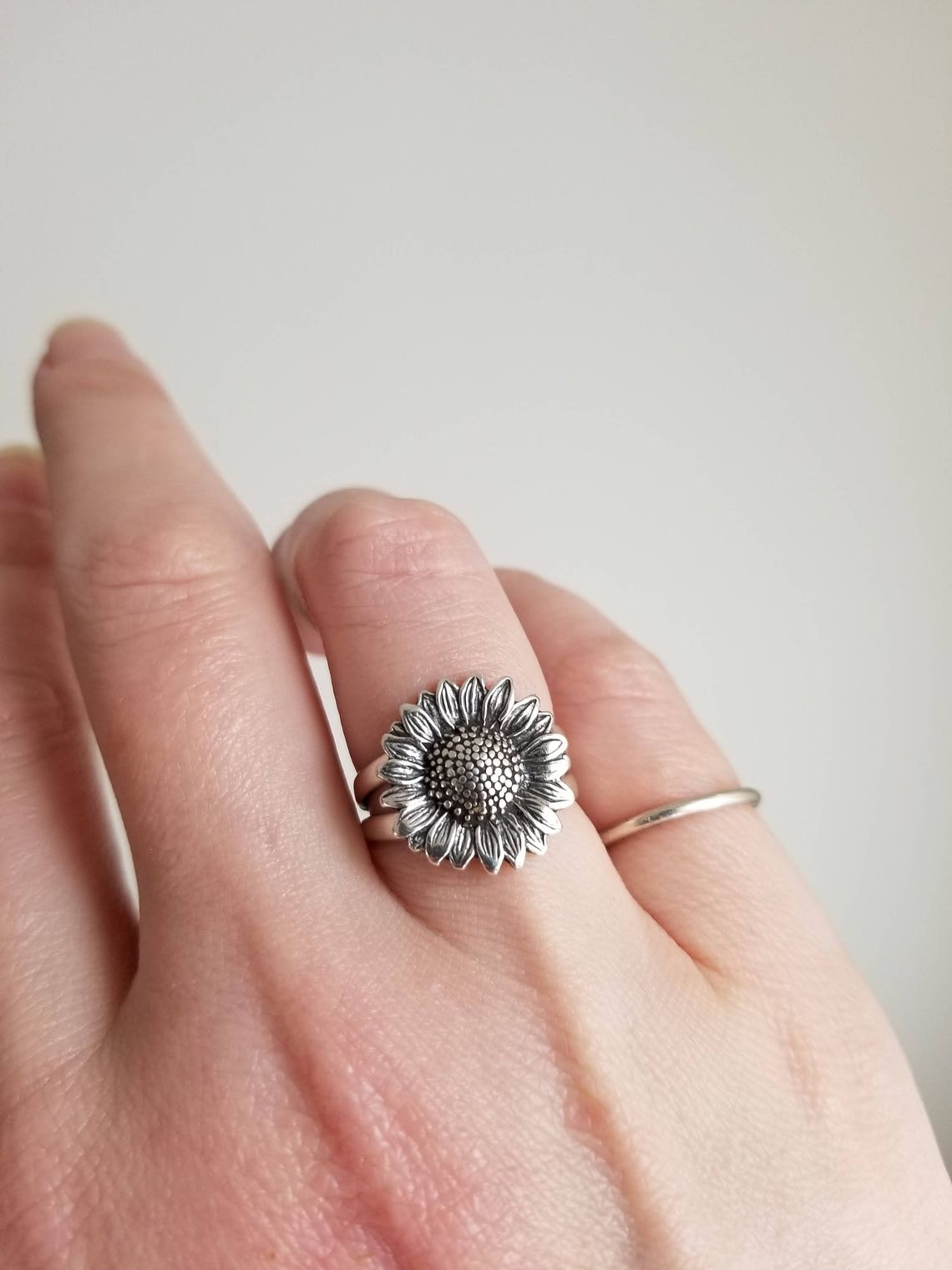 Sunflower Ring. Solid Sterling Silver. Floral Jewelry. Garden Etsy