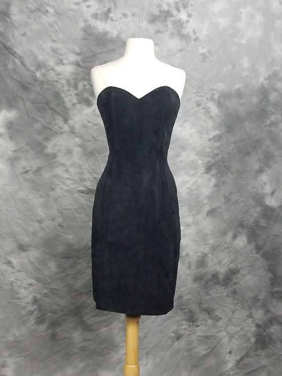 strapless suede dress