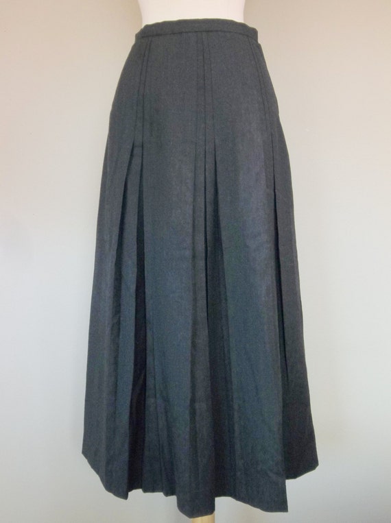 Vintage 70s Wool Slate Grey Pleated Skirt XS Small | Etsy