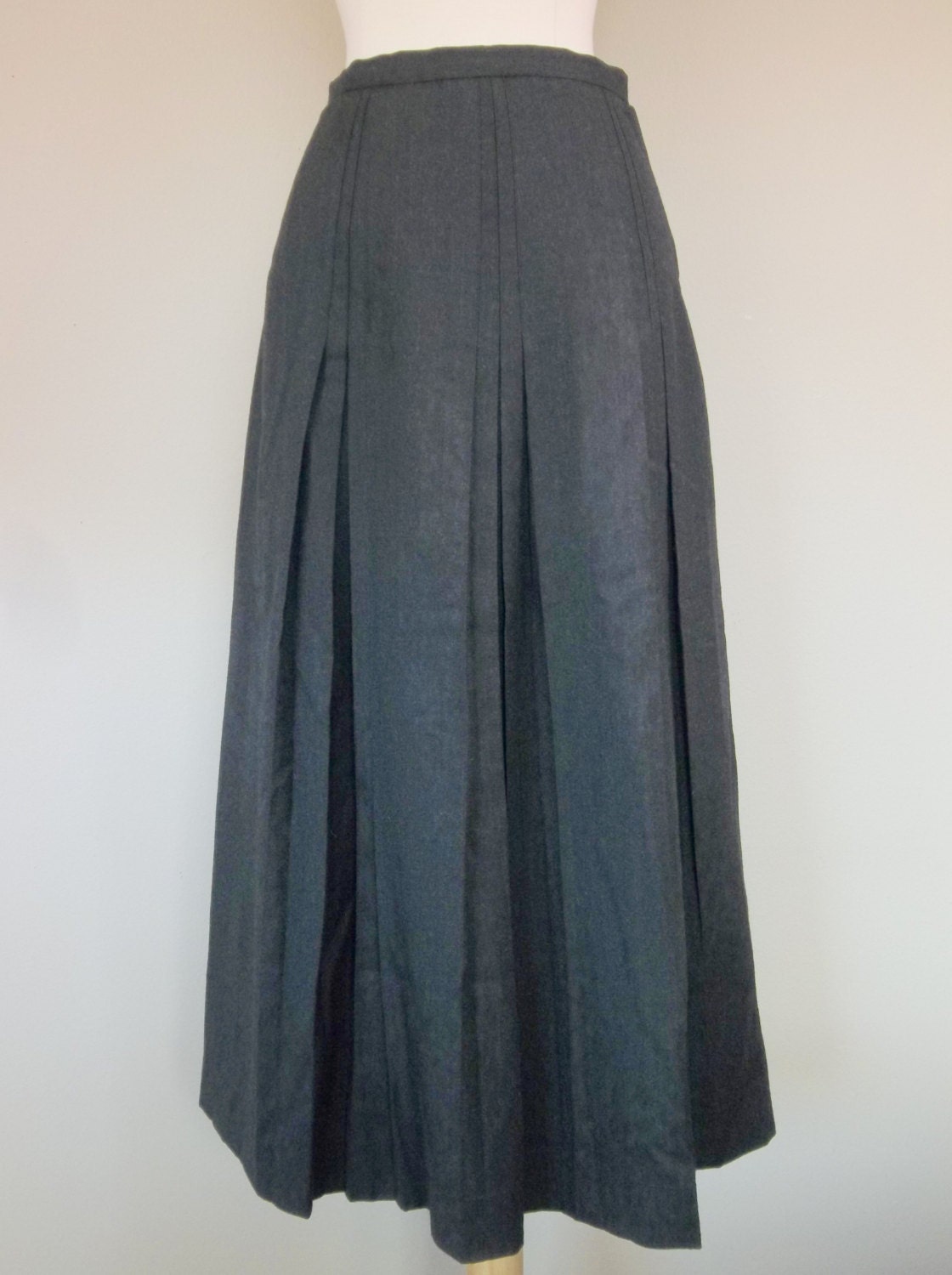 Vintage 70s wool slate grey pleated skirt XS small | Etsy