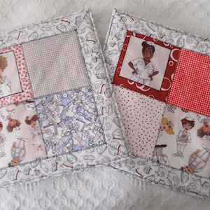 Nifty Nurses Quilted Hot Pads: Large Trivet Pot Holders, Set of 2