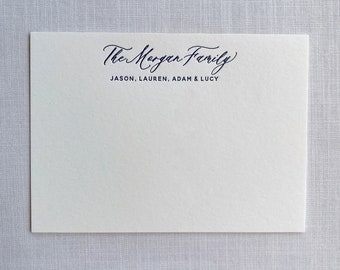 Personalized Letterpress stationery for a family in modern calligraphy