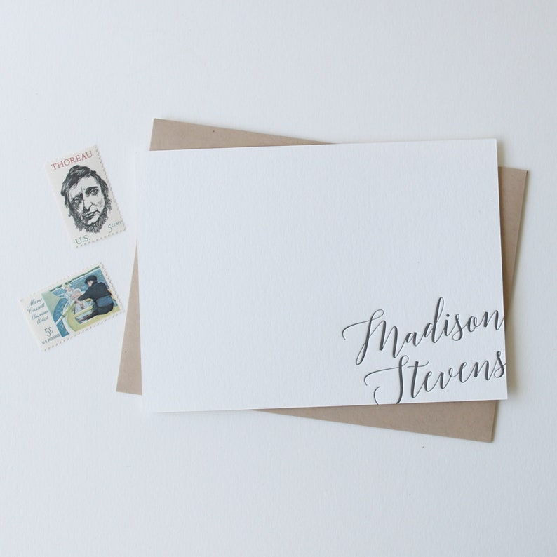 Modern Letterpress Stationery Personalized With Name Etsy