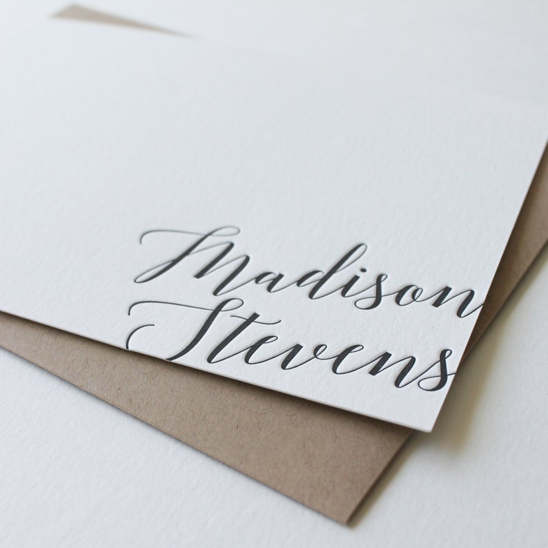 Modern Letterpress Stationery Personalized With Name | Etsy