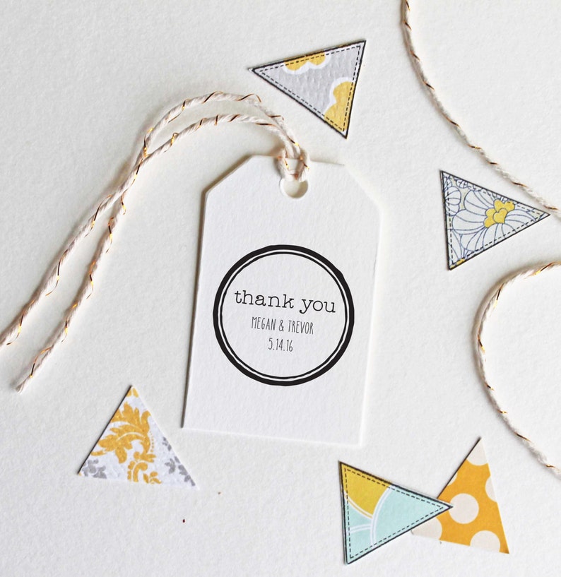 Wedding favor thank you stamp customize with names and date | Etsy