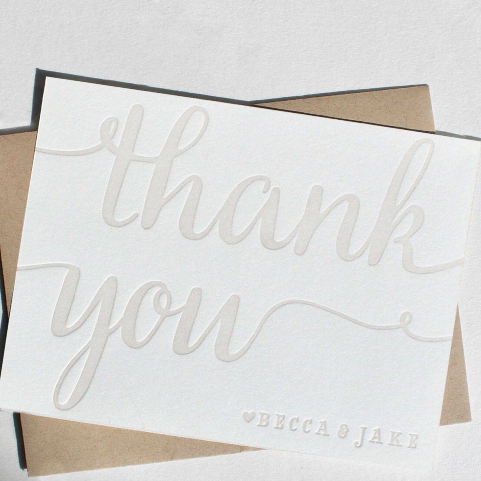 Letterpress Thank you card set customized with names folded Etsy