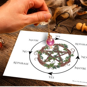 Witchy Design Pentagram Pendulum Dowsing Chart | Book of Shadows Page | Pagan Wiccan Tool| Bonus Complete Instructions