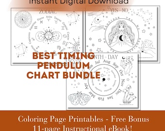 Pendulum Dowsing Charts 5-Pack | Timing Divination Charts | Printable PDF Digital Download