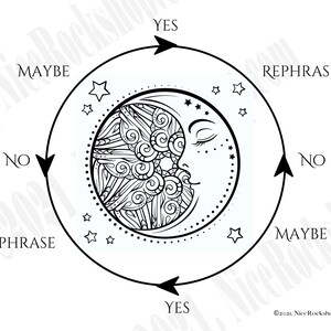 Slingerdiagram afdrukbaar | Witchy zon maan sterren Mandala afbeelding | Direct digitaal downloadbaar PDF-formaat | Inclusief bonusinstructies