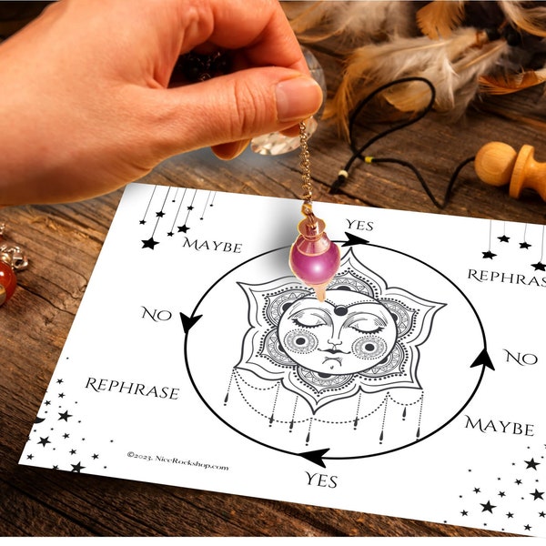 Tableau pendulaire avec design original numérique Mandala Sun & Stars | | Format PDF imprimable téléchargeable numérique instantané | Instructions de bonus