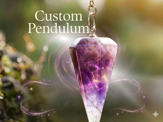 Pendulum, Personalized Crystal Pendulum, Divination Tool, Hand-Finished with Custom Genuine Gemstone, Reiki-Infused