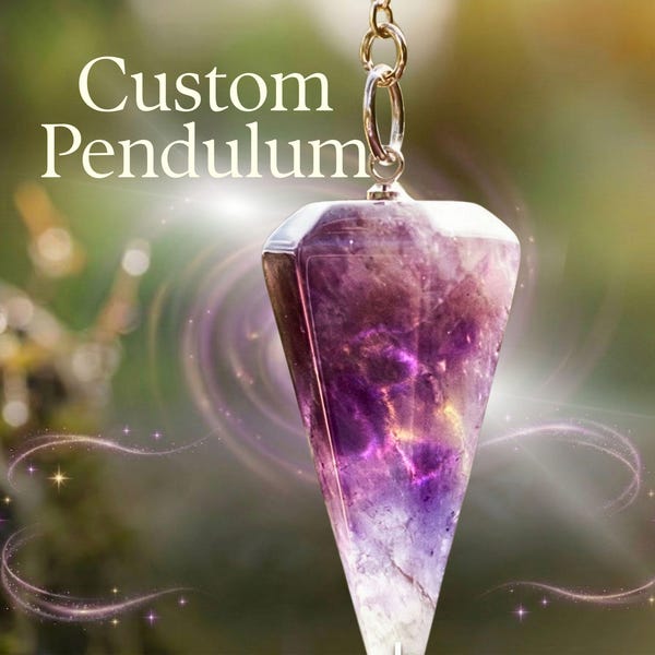 Pendulum, Personalized Crystal Pendulum, Divination Tool, Hand-Finished with Custom Genuine Gemstone, Reiki-Infused