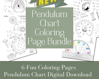 Pendulum Dowsing Charts Bundle: Witchy Coloring Pages & How-To eBook (Printable PDF Download