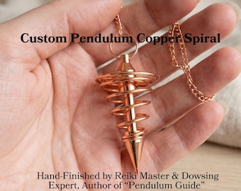 Copper Pendulum | Customized Metal Spiral Dowsing Pendulum Hand-Finished with Custom Gemstone | Reiki-Infused