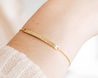 Bracelet lingot d'or | Bracelet de nom personnalisé | Bracelet Gravé Or | Bracelet barre personnalisé | Bracelet personnalisé | Bijoux personnalisés