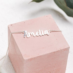 Sterling Silver Name Necklace | Personalised Name Necklace | Cursive Name Necklace | Silver Name Jewellery | Silver Personalised Necklace UK