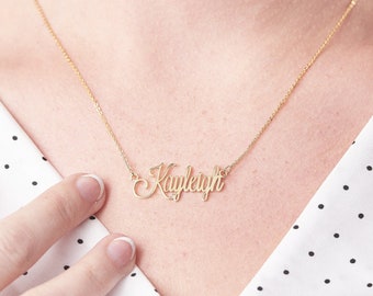 Dainty Name Necklace | Gold Name Necklace | Custom Name | Personalised Necklace | Personalised Name Necklace | Name Jewellery UK - Font #5