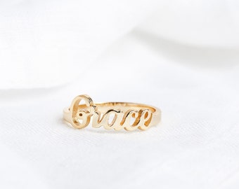 Gold Name Ring • Personalised Name Ring • Custom Name Ring • Personalised Ring • Gift for her • Silver Name Ring • Name Jewellery - Font C