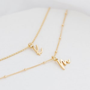 Tiny Gold Initial Necklace | Gold Letter Necklace | Personalised Necklace | Minimalist Initial | Script Initial Charm Necklace | BF Gift