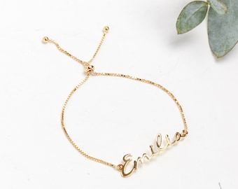 Gold Name Bracelet | Custom Name Bracelet | Personalised Name Bracelet | Gold Personalised Bracelet | Gold Slider Bracelet | Name Jewellery