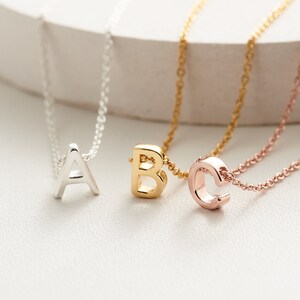 Bead Initial Necklace Gold Initial Necklace Dainty Letter Necklace Tiny Initial Necklace Initial Jewellery Personalised Necklace image 3