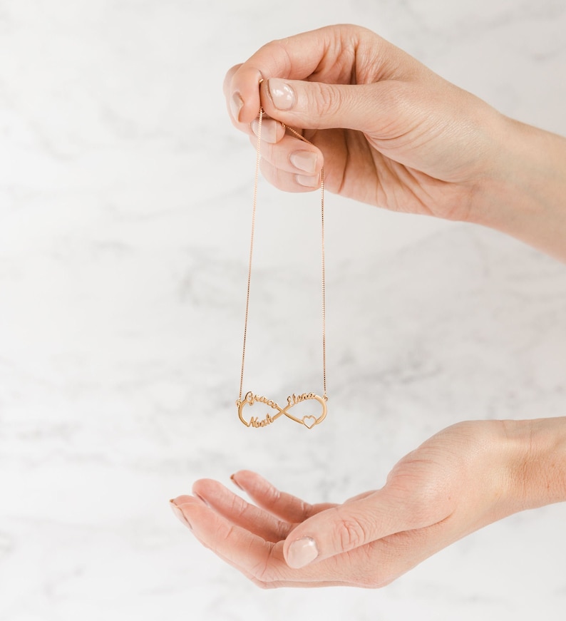 Gold Infinity Name Necklace Gold Infinity Necklace Personalised Necklace Gold Name Necklace Family Name Necklace Name Jewellery image 3