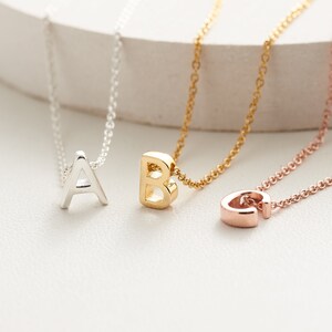 Bead Initial Necklace Gold Initial Necklace Dainty Letter Necklace Tiny Initial Necklace Initial Jewellery Personalised Necklace image 4