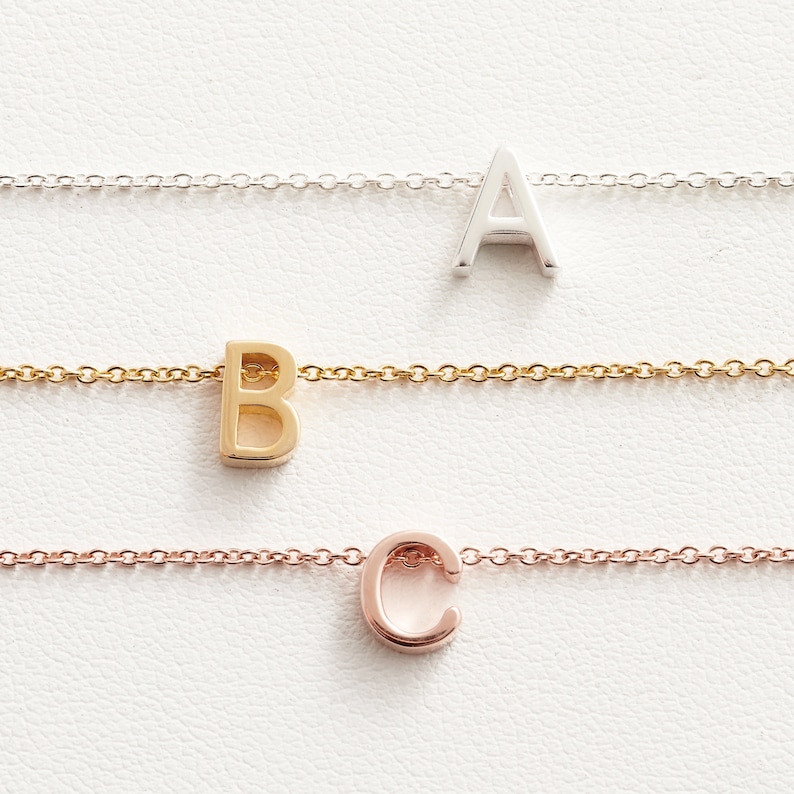 Bead Initial Necklace Gold Initial Necklace Dainty Letter Necklace Tiny Initial Necklace Initial Jewellery Personalised Necklace image 1