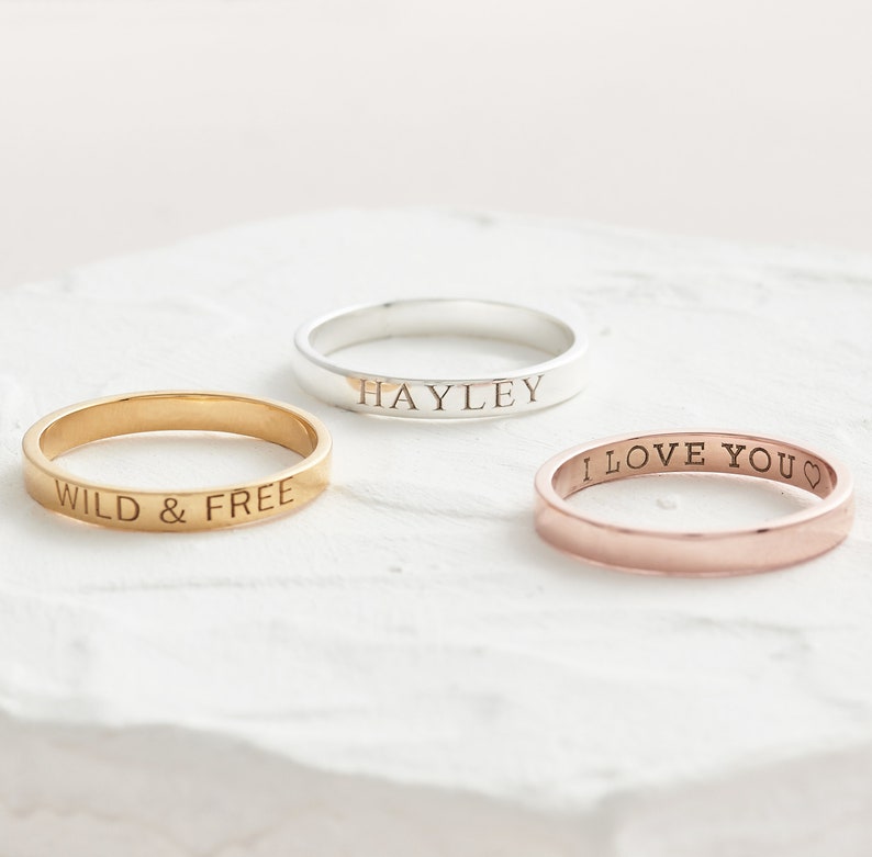 Personalised Band Ring Engraved Band Ring Coordinates ring Personalised Ring Roman Numeral Ring Stacking Ring Personalised Gift image 4