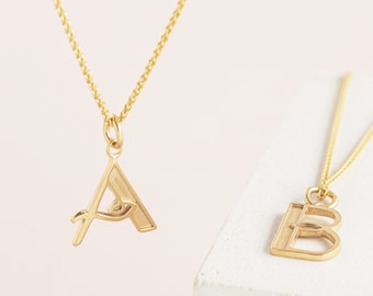 Botanical Initial Necklace | Letter Necklace | Initial Pendant | Initial Jewellery | Gold Initial Necklace | Botanical Jewellery | BF Gift