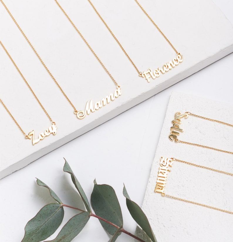 Rose Gold Name Necklace Custom Name Necklace Script Name Necklace Rose Gold Nameplate Necklace Name Jewellery Personalised Gift UK image 3