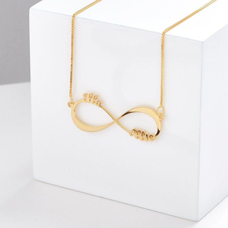 Gold Infinity Name Necklace Gold Infinity Necklace Personalised Necklace Gold Name Necklace Family Name Necklace Name Jewellery image 1